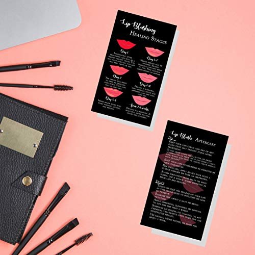 Lip Blush Stages of Healing & Aftercare Instructions Cards – 50 Pack, Double Sided, 2x3.5 Inches, Black with Red Lips Design - görsel 12