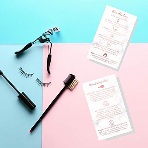 Microblading Aftercare Cards | 50 Pack | 3.5x2" Disposable Care Instructions | Rose Gold Glitter Marble Design - görsel 16