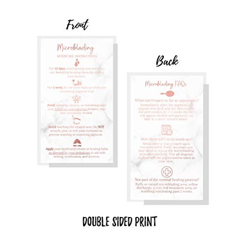 Microblading Aftercare Cards | 50 Pack | 3.5x2" Disposable Care Instructions | Rose Gold Glitter Marble Design - görsel 8