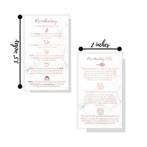 Microblading Aftercare Cards | 50 Pack | 3.5x2" Disposable Care Instructions | Rose Gold Glitter Marble Design - görsel 6