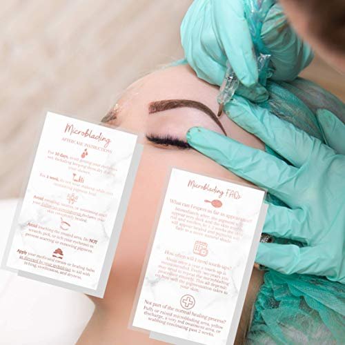 Microblading Aftercare Cards | 50 Pack | 3.5x2" Disposable Care Instructions | Rose Gold Glitter Marble Design - görsel 14