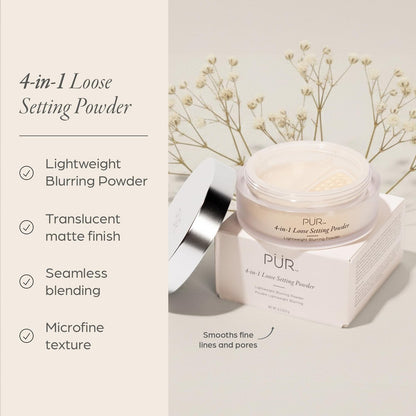 PUR 4-in-1 Loose Setting Powder - Translucent Finishing Powder for Smooth, Lightweight Makeup - Talc-Free, Vegan, Oil Control with Retinol - For Oily, Mature & Sensitive Skin Avelisse