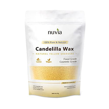 100% Pure & Natural Candelilla Wax - Vegan Vegetable Wax, Food & Cosmetic Grade, Granule Form, 4 oz by Nuvia Organics Avelisse