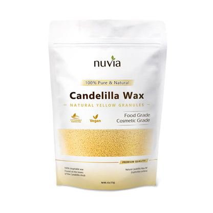 100% Pure & Natural Candelilla Wax - Vegan Vegetable Wax, Food & Cosmetic Grade, Granule Form, 4 oz by Nuvia Organics Avelisse