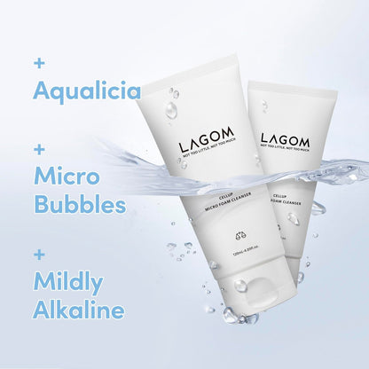 LAGOM Cellup Micro Foam Cleanser – Hydrating Deep Cleansing Face Wash with Dense Micro Bubbles, Korean Makeup Remover, 4.05 Fl Oz Avelisse