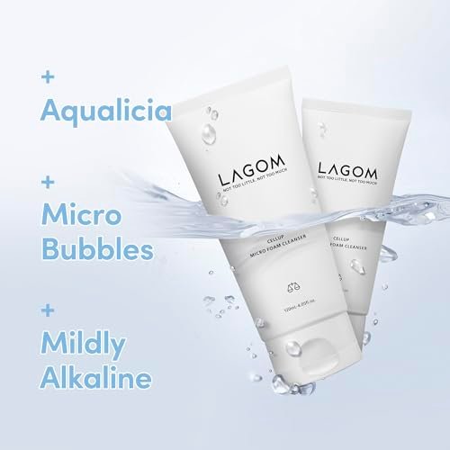 LAGOM Cellup Micro Foam Cleanser – Hydrating Deep Cleansing Face Wash with Dense Micro Bubbles, Korean Makeup Remover, 4.05 Fl Oz Avelisse