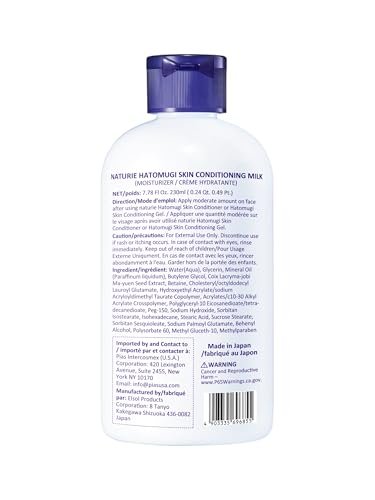 naturie Hatomugi Skin Conditioning Milk – Hydrating Face & Body Moisturizer with Hatomugi Extract Avelisse