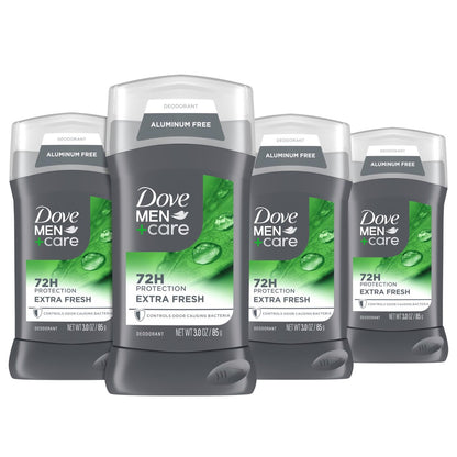 Dove Men+Care Extra Fresh Aluminum Free Deodorant Stick, 72-Hour Odor Protection, 3 oz (Pack of 4) Avelisse