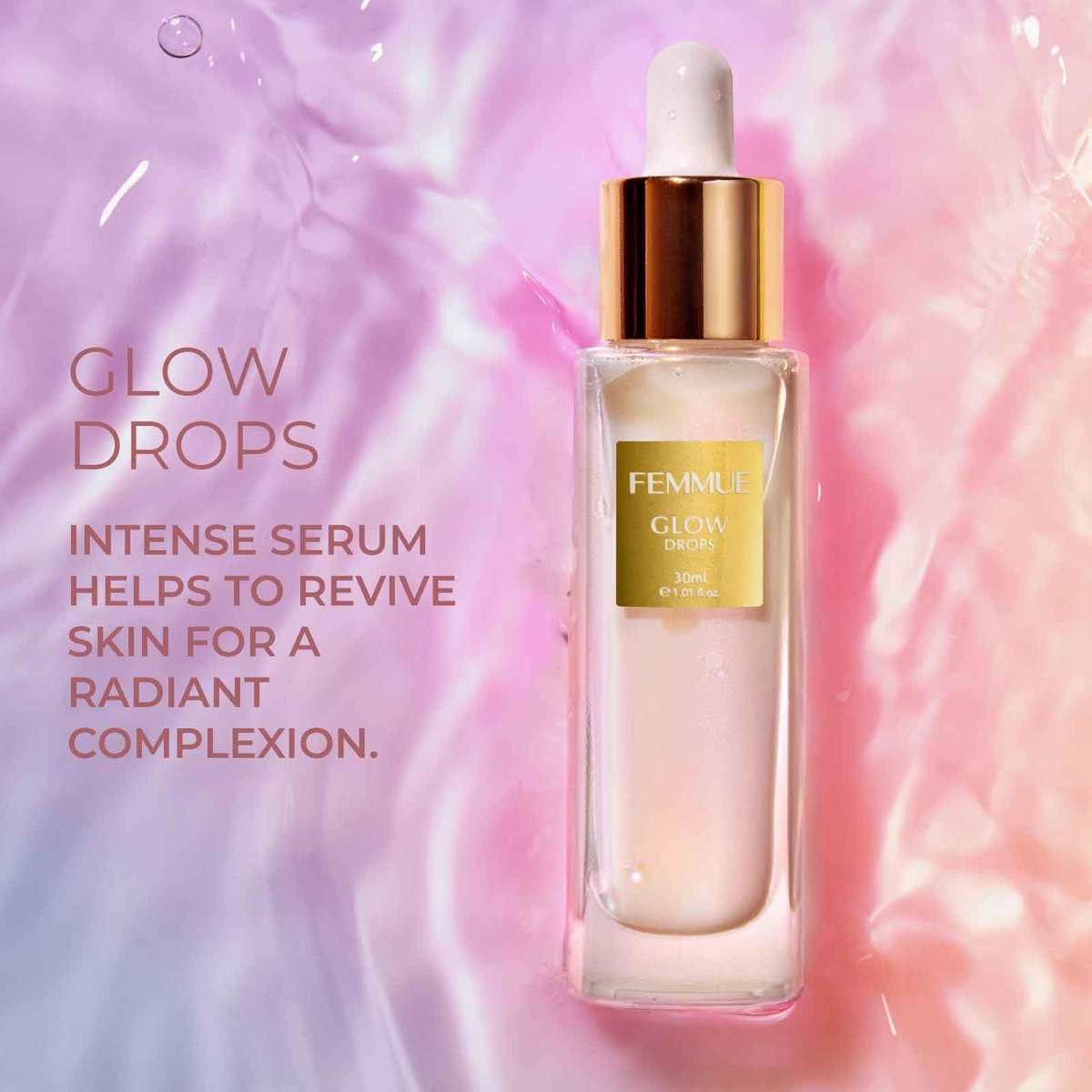 FEMMUE Glow Drops Hydrating Face Serum | Rose Water, Hyaluronic Acid & Ceramides | Korean Skincare for Dry Skin (1.01 oz) - görsel 3