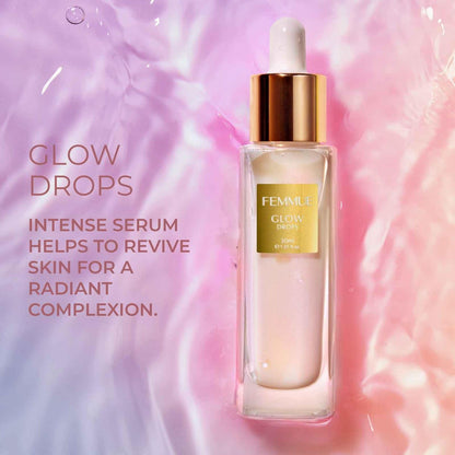 FEMMUE Glow Drops Hydrating Face Serum | Rose Water, Hyaluronic Acid & Ceramides | Korean Skincare for Dry Skin (1.01 oz)