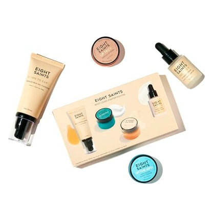 Eight Saints Skincare Most Loved Skincare Set – Face Wash, Vitamin C Serum, Niacinamide Cream, Lip Mask – 4 Piece Gift Set Avelisse