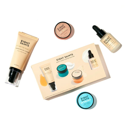 Eight Saints Skincare Most Loved Skincare Set – Face Wash, Vitamin C Serum, Niacinamide Cream, Lip Mask – 4 Piece Gift Set Avelisse