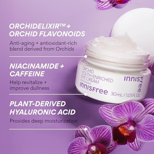innisfree Orchid Youth-Enriched Eye Cream - Korean Firming Eye Treatment for Smoothing Fine Lines, 1 Fl Oz Avelisse