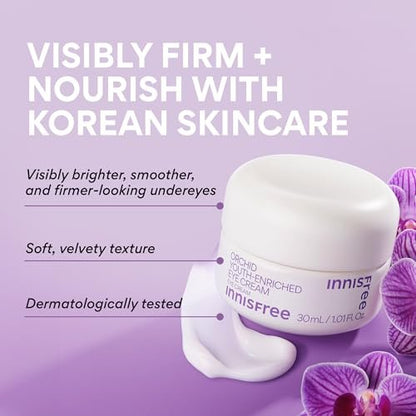 innisfree Orchid Youth-Enriched Eye Cream - Korean Firming Eye Treatment for Smoothing Fine Lines, 1 Fl Oz Avelisse