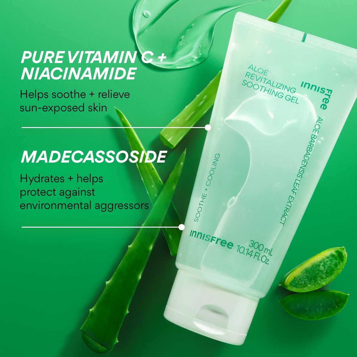innisfree Aloe Vitalizing Soothing Gel Hydrating Face & Body Moisturizer - 10.1 Fl Oz Avelisse