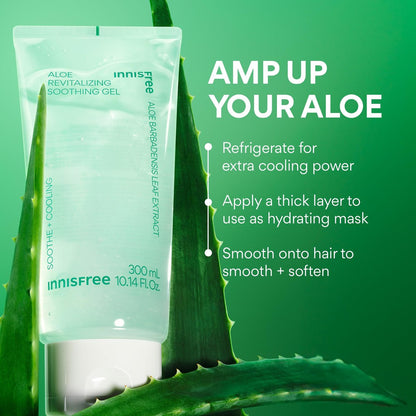 innisfree Aloe Vitalizing Soothing Gel Hydrating Face & Body Moisturizer - 10.1 Fl Oz Avelisse