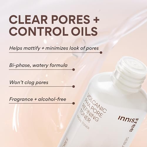 innisfree Volcanic PHA Toner – Korean Exfoliating Face Treatment with AHA & BHA, Refines Texture & Controls Oil (5.07 Fl Oz) Avelisse