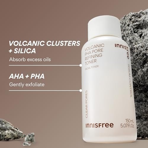 innisfree Volcanic PHA Toner – Korean Exfoliating Face Treatment with AHA & BHA, Refines Texture & Controls Oil (5.07 Fl Oz) Avelisse