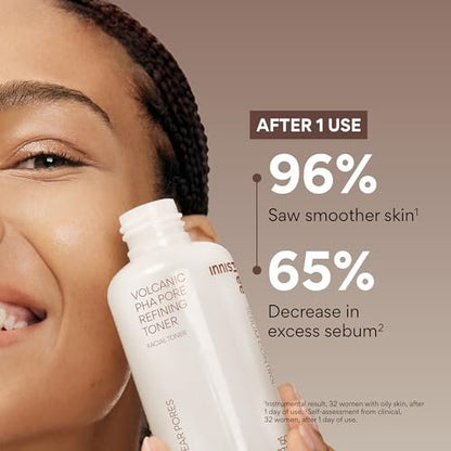 innisfree Volcanic PHA Toner – Korean Exfoliating Face Treatment with AHA & BHA, Refines Texture & Controls Oil (5.07 Fl Oz) Avelisse