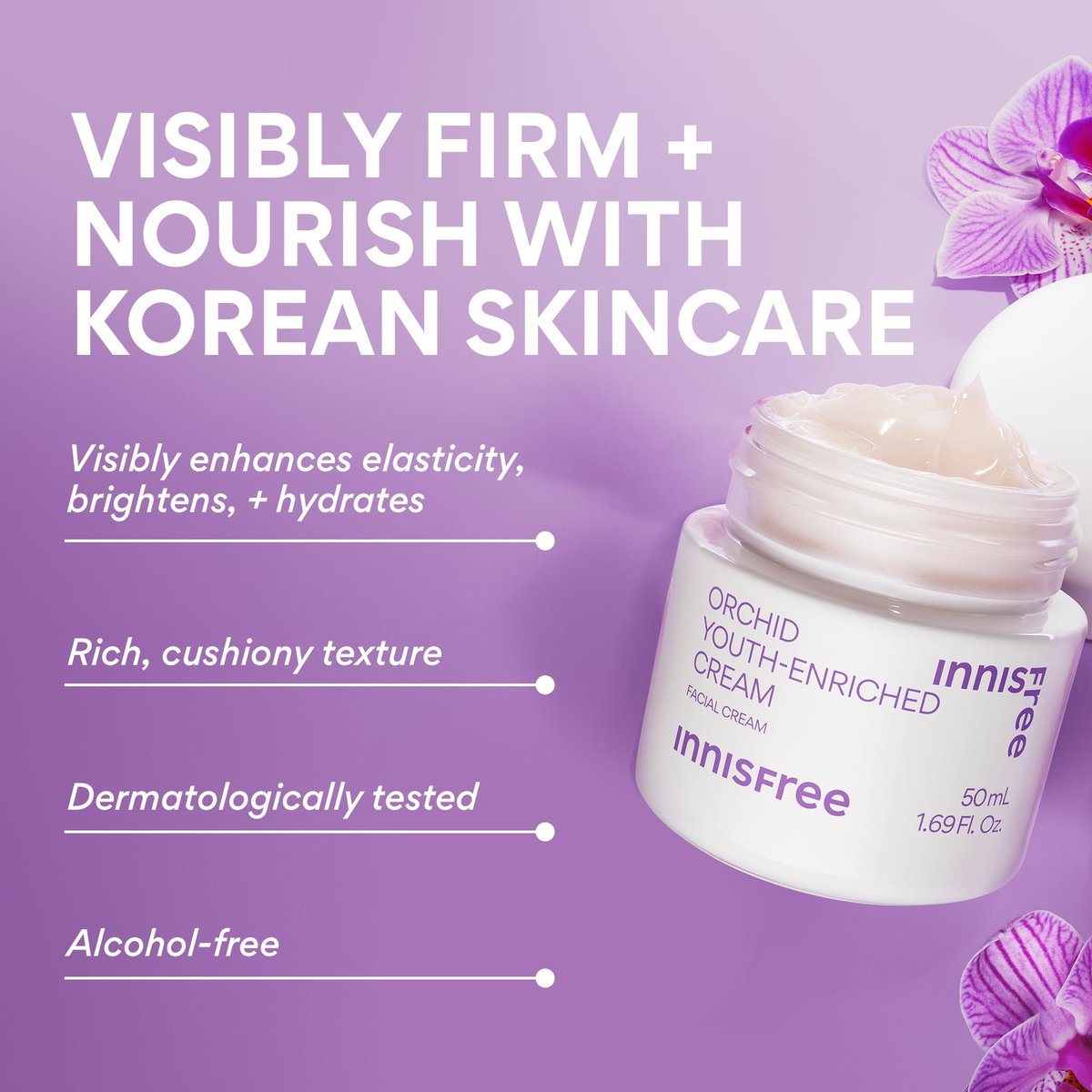 Innisfree Orchid Youth-Enriched Cream – Firming & Hydrating Face Moisturizer for Youthful Skin Avelisse