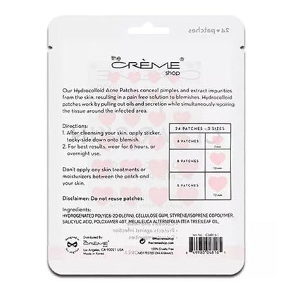 The Crème Shop Heart Shape Clear Skin Hydrocolloid Dark Spot Acne Patches - Infused with Salicylic Acid + Witch Hazel, 72 Patches (3 Sizes)