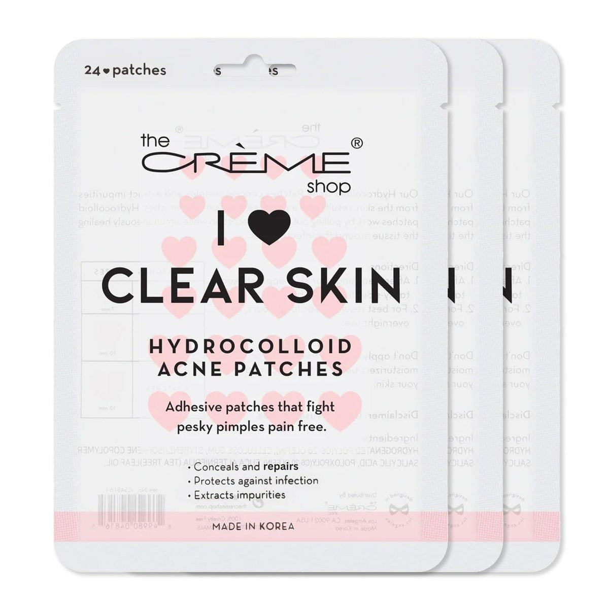 The Crème Shop Heart Shape Clear Skin Hydrocolloid Dark Spot Acne Patches - Infused with Salicylic Acid + Witch Hazel, 72 Patches (3 Sizes) - görsel 1