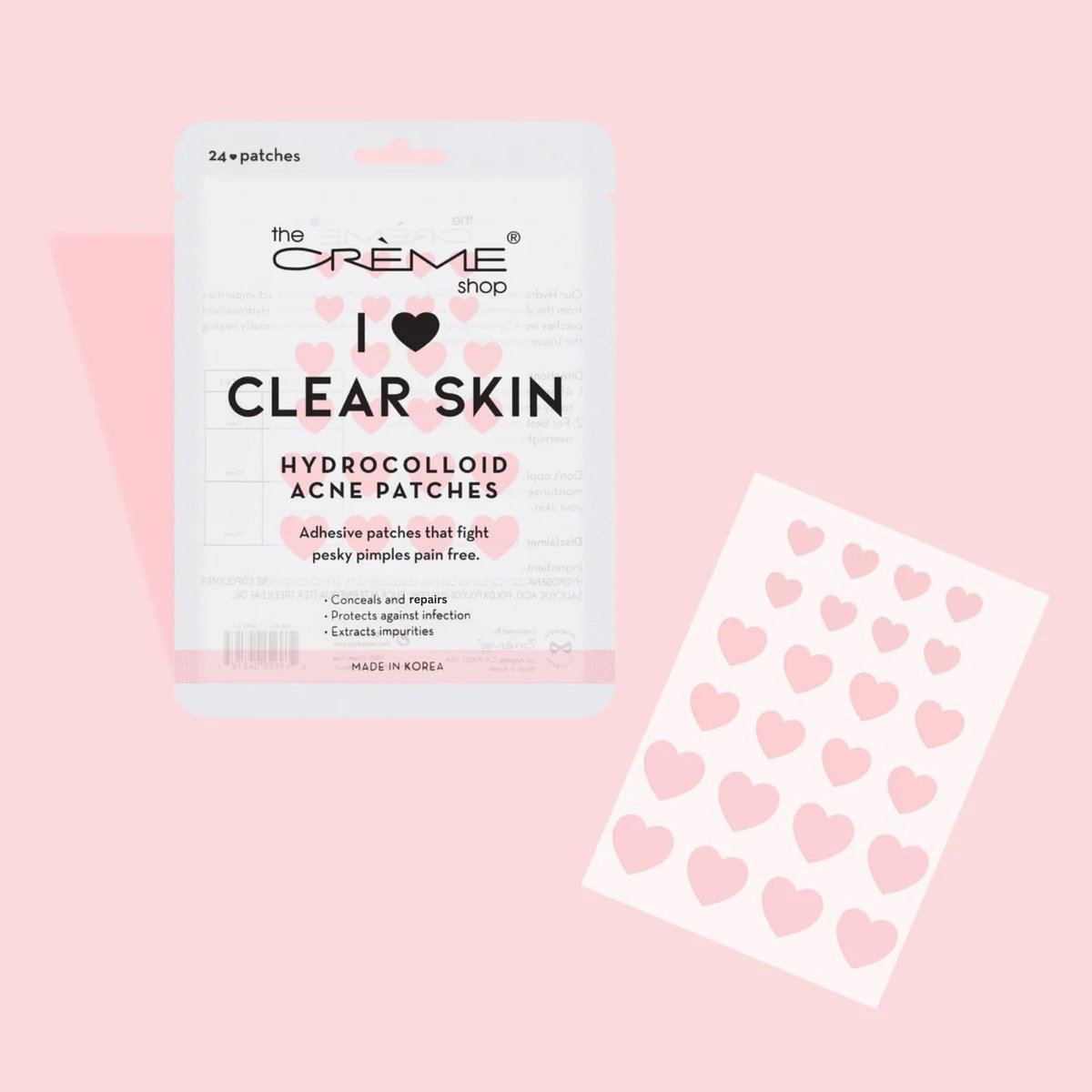 The Crème Shop Heart Shape Clear Skin Hydrocolloid Dark Spot Acne Patches - Infused with Salicylic Acid + Witch Hazel, 72 Patches (3 Sizes) - görsel 5