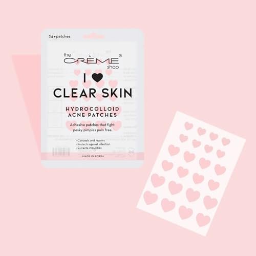 The Crème Shop Heart Shape Clear Skin Hydrocolloid Dark Spot Acne Patches - Infused with Salicylic Acid + Witch Hazel, 72 Patches (3 Sizes) - görsel 6