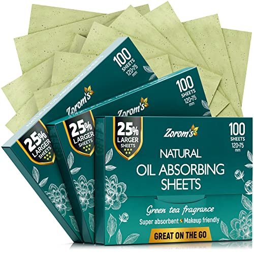 Natural Green Tea Oil Blotting Sheets for Face - 25% Larger - 3 Pack/300 Sheets - Makeup Friendly Oil Absorbing Papers with Easy Dispensing - görsel 2