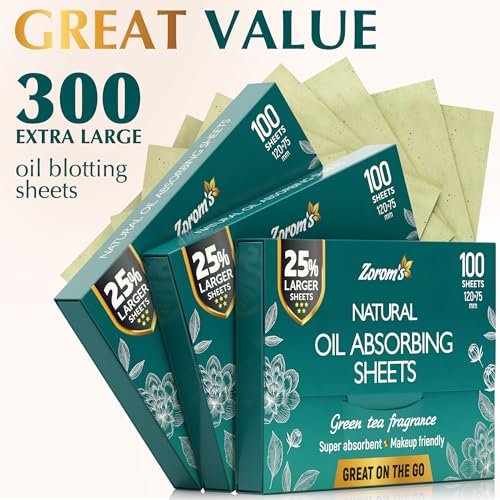 Natural Green Tea Oil Blotting Sheets for Face - 25% Larger - 3 Pack/300 Sheets - Makeup Friendly Oil Absorbing Papers with Easy Dispensing - görsel 18