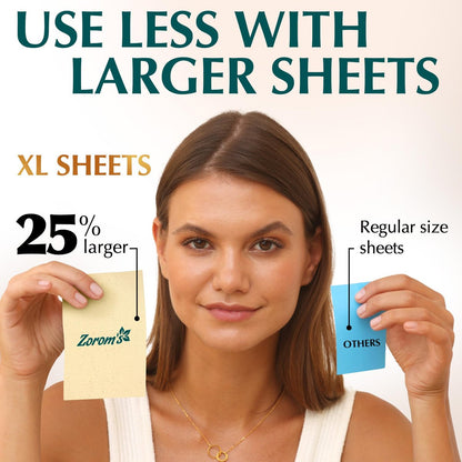Natural Green Tea Oil Blotting Sheets for Face - 25% Larger - 3 Pack/300 Sheets - Makeup Friendly Oil Absorbing Papers with Easy Dispensing