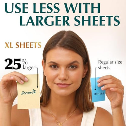Natural Green Tea Oil Blotting Sheets for Face - 25% Larger - 3 Pack/300 Sheets - Makeup Friendly Oil Absorbing Papers with Easy Dispensing