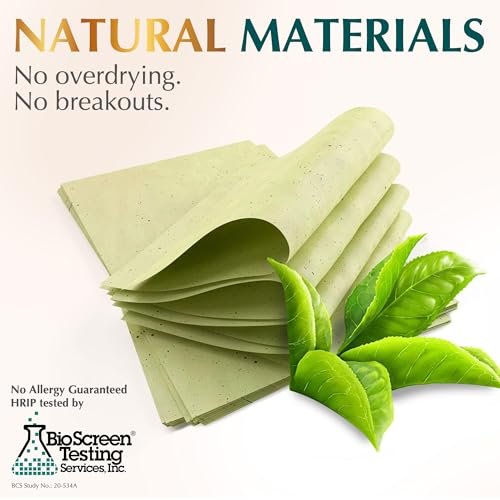 Natural Green Tea Oil Blotting Sheets for Face - 25% Larger - 3 Pack/300 Sheets - Makeup Friendly Oil Absorbing Papers with Easy Dispensing - görsel 16