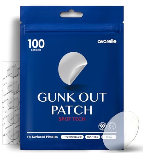AVARELLE Gunk Out Pimple Patches for Face (100 Count) – Blackhead & Pore Extractor Acne Treatment, Hydrocolloid Cystic Acne Patches, FSA HSA Eligible - görsel 2