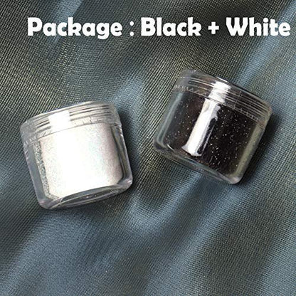 Allstarry 2 Colors Nail Glitter Dust – White & Black Sand Powder for Shining Sugar Effect, Festival DIY Nail Art Decoration
