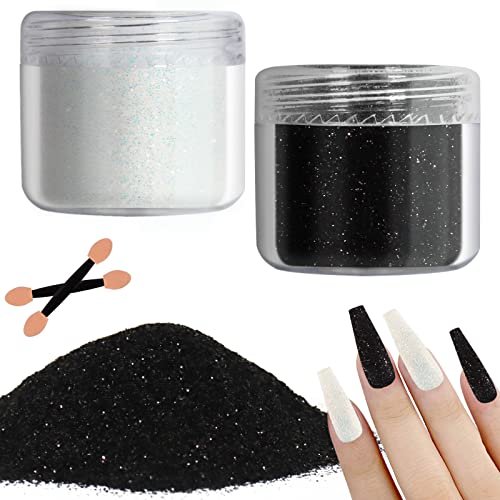 Allstarry 2 Colors Nail Glitter Dust – White & Black Sand Powder for Shining Sugar Effect, Festival DIY Nail Art Decoration - görsel 2