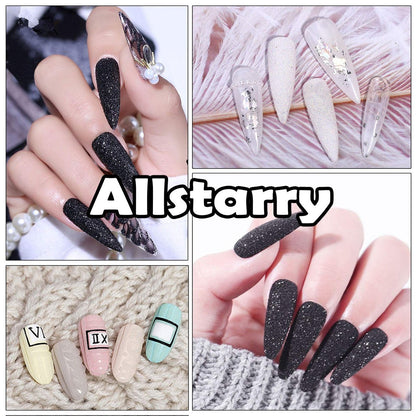 Allstarry 2 Colors Nail Glitter Dust – White & Black Sand Powder for Shining Sugar Effect, Festival DIY Nail Art Decoration