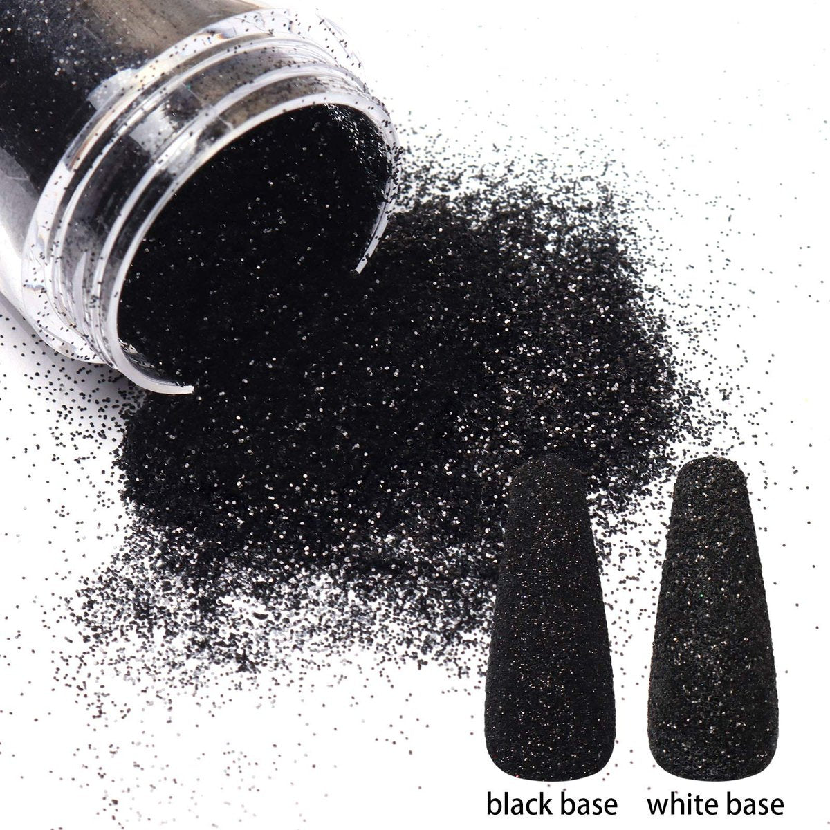 Allstarry 2 Colors Nail Glitter Dust – White & Black Sand Powder for Shining Sugar Effect, Festival DIY Nail Art Decoration - görsel 7