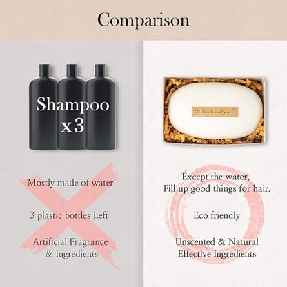 mimosu Hair Growth Shampoo Bar - Fermented Rice Water 2-in-1 Shampoo & Conditioner, Unscented, pH Balanced, Solid Bar for Oily Hair, Korean Hair Care