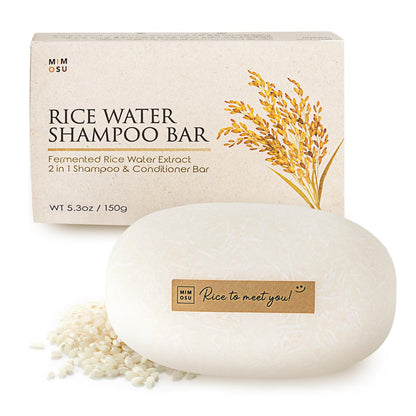 mimosu Hair Growth Shampoo Bar - Fermented Rice Water 2-in-1 Shampoo & Conditioner, Unscented, pH Balanced, Solid Bar for Oily Hair, Korean Hair Care
