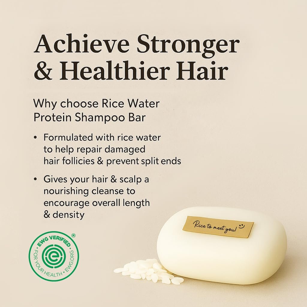 mimosu Hair Growth Shampoo Bar - Fermented Rice Water 2-in-1 Shampoo & Conditioner, Unscented, pH Balanced, Solid Bar for Oily Hair, Korean Hair Care - görsel 4