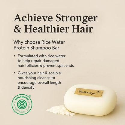 mimosu Hair Growth Shampoo Bar - Fermented Rice Water 2-in-1 Shampoo & Conditioner, Unscented, pH Balanced, Solid Bar for Oily Hair, Korean Hair Care