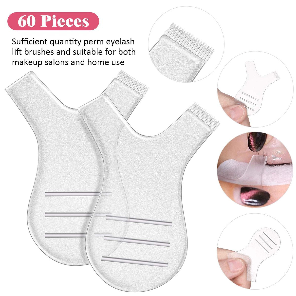 60 Pieces Y Comb Eyelash Lift Brush Eyelash Perming Brush Makeup Beauty Tool Supplies for Lash Grafting Extension - görsel 3