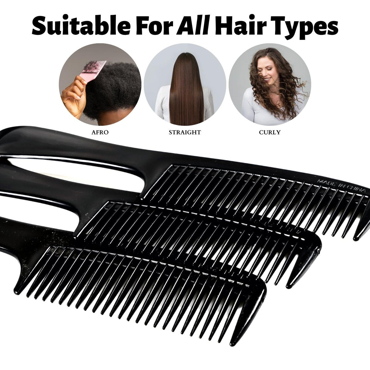 Vakly Wide Tooth Comb 8.5 in (3 Pack) – Large Detangling Paddle Comb with Round Handle for Wet or Dry Hair, Thick, Curly, Wavy & Long Hair - görsel 7