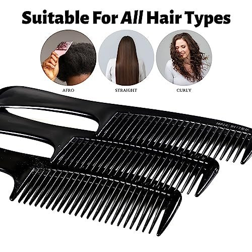 Vakly Wide Tooth Comb 8.5 in (3 Pack) – Large Detangling Paddle Comb with Round Handle for Wet or Dry Hair, Thick, Curly, Wavy & Long Hair - görsel 8