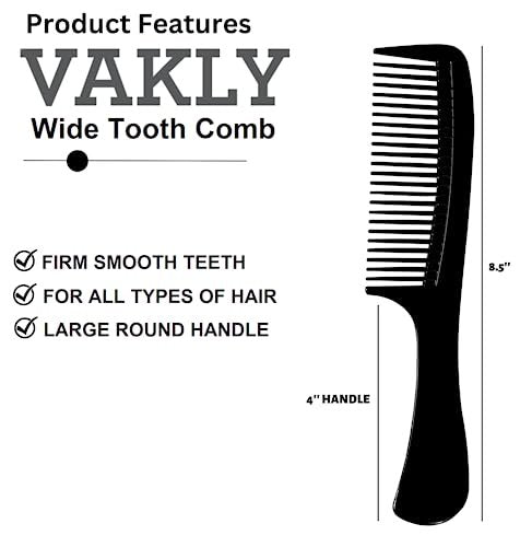 Vakly Wide Tooth Comb 8.5 in (3 Pack) – Large Detangling Paddle Comb with Round Handle for Wet or Dry Hair, Thick, Curly, Wavy & Long Hair - görsel 4