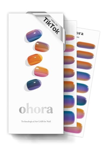 ohora Semi Cured Gel Nail Strips - N Gradient Blue Ombre, 34-Piece Set, Salon-Quality Long-Lasting UV/LED Gel Nails, Easy DIY Application & Removal Avelisse