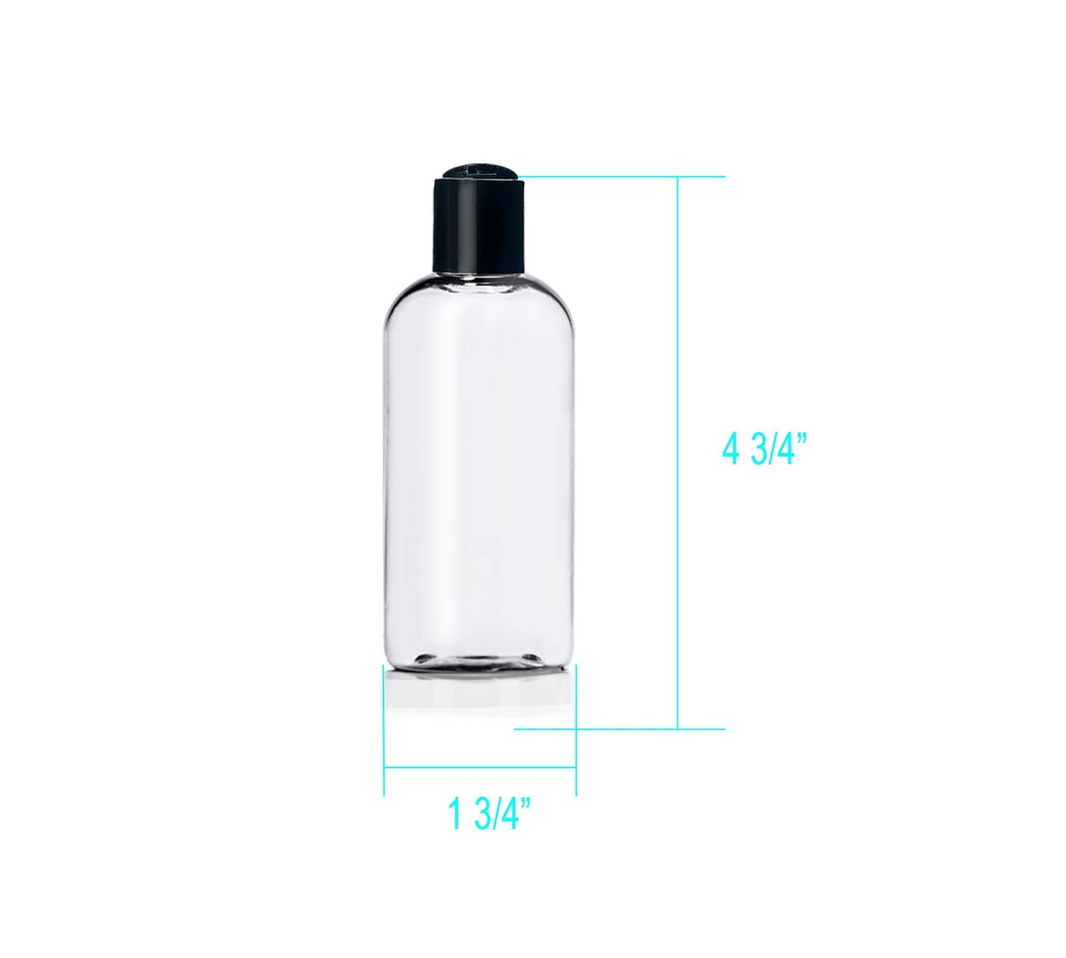 ljdeals 4 oz Clear Plastic Empty Bottles with Black Disc Top Caps – 6 Pack, BPA-Free, Made in USA Avelisse