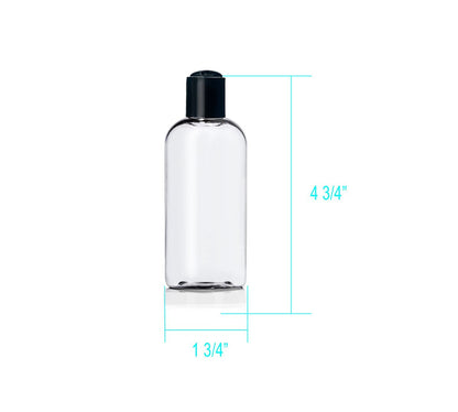 ljdeals 4 oz Clear Plastic Empty Bottles with Black Disc Top Caps – 6 Pack, BPA-Free, Made in USA Avelisse