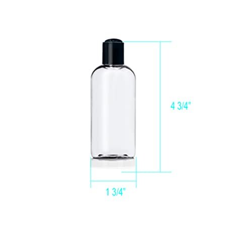 ljdeals 4 oz Clear Plastic Empty Bottles with Black Disc Top Caps – 6 Pack, BPA-Free, Made in USA Avelisse